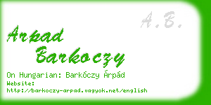 arpad barkoczy business card