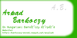 arpad barkoczy business card